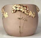 WELLER POTTERY FLEMISH JARDINIERE WITH RAISED FLOWERS....SIGNED & MINT! RARE!