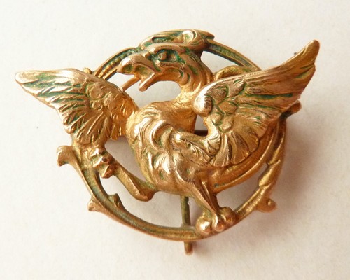 Broche Ancienne En Argent Massif - Griffon Ailé - Bijou Vintage 19e Siècle - Occasion