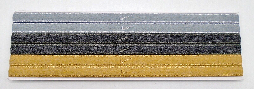 Nike Metallic Swoosh Headbands 6 Pack Adult Unisex Wolf Grey Black Club Gold
