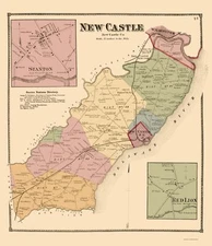 Historic County Map - New Castle County Delaware - Beers 1868 - 23 x 26.66