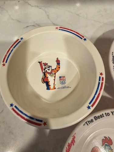 3 Lot Vintage 1995 1992 Kellogs Cereal Bowls Tony The Tiger - Picture 4 of 4