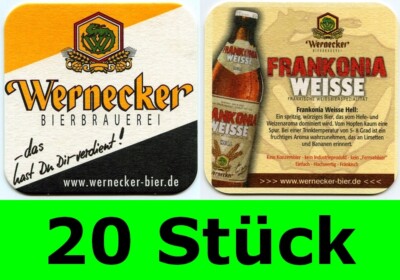 20 Stück Bierdeckel Wernecker Bier Frankonia Weisse Werneck Bar Theke Tresen