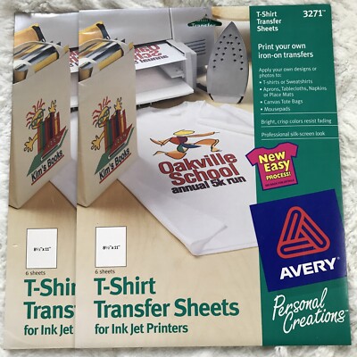 New Lot Of 2 Avery T-Shirt Transfer Sheets, # 3271, Total Of 12 Sheets | eBay