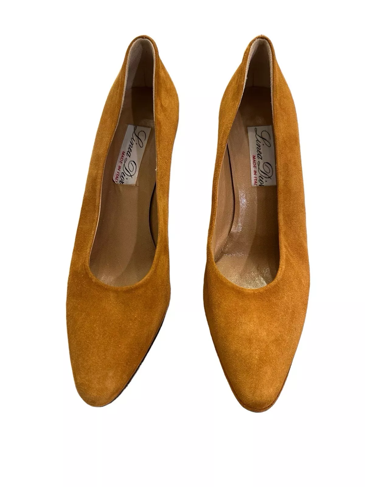 Escarpins femme vintage Linea Dior en daim moutarde taille 7,5 B4