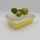 Vintage Pyrex 0503 Yellow Rectangle 1 1/2 QT Casserole Refrigerator Dish w/Lid