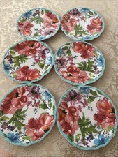 Melamine 8.5” Plates Set Of 6 Floral