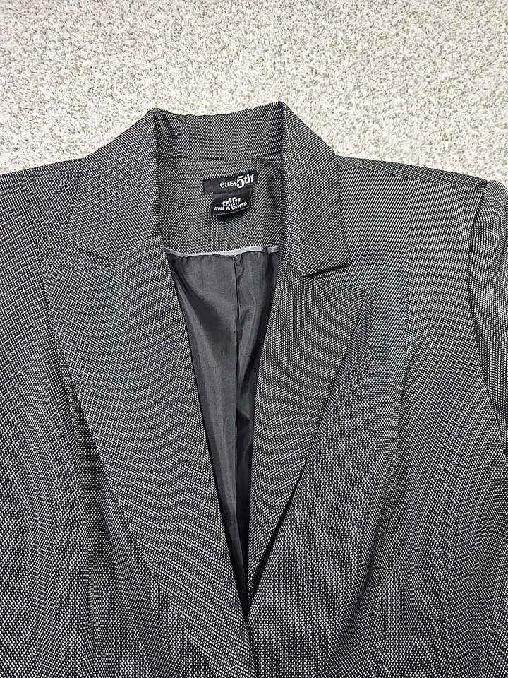 Blazer East 5th Mujer 8P Gris Clásico Chaqueta Traje Abrigo Negocios Ciudad Ropa de Trabajo Foto 3 de 4