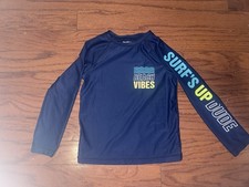 Boys OshKosh Navy Blue Swim Shirt Rashguard Surfs Up Dude Beach Vibes 6