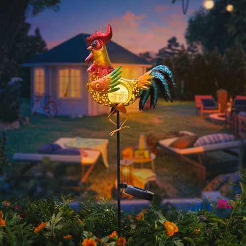Hahn Solarleuchten Außen Deko Garten Statue Geschenke für Hühnerliebhaber... - Bild 6 von 9
