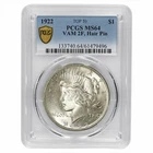 1922 Silver Peace Dollar $1 VAM 2F Hair Pin PCGS MS 64