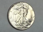 1943 AU-UNC slider 58+ WALKING LIBERTY silver half dollar. 100% luster. #ud2