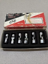 Snap-On 206AFSX 6 Pc 3/8" Dr 6 Pt SAE Shallow FLEXOCKET Set PAT NO 3273430