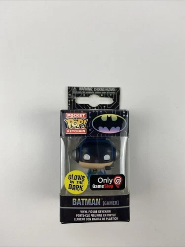 FUNKO Pocket Pop Batman (Gamer) Keychain DC Game Stop Edition Glow In The Dark