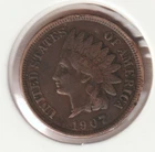 US Rare Old West 1907 Indian Head Penny Coin American Collection Shield Cent USA