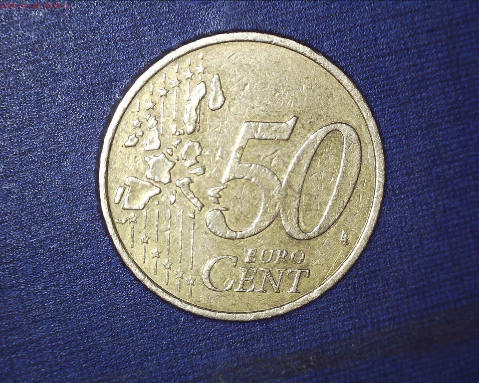 Moneda de 50 centavos de euro Alemania 2002 marco G - rara, moneda circulada, errores Foto 3 de 4