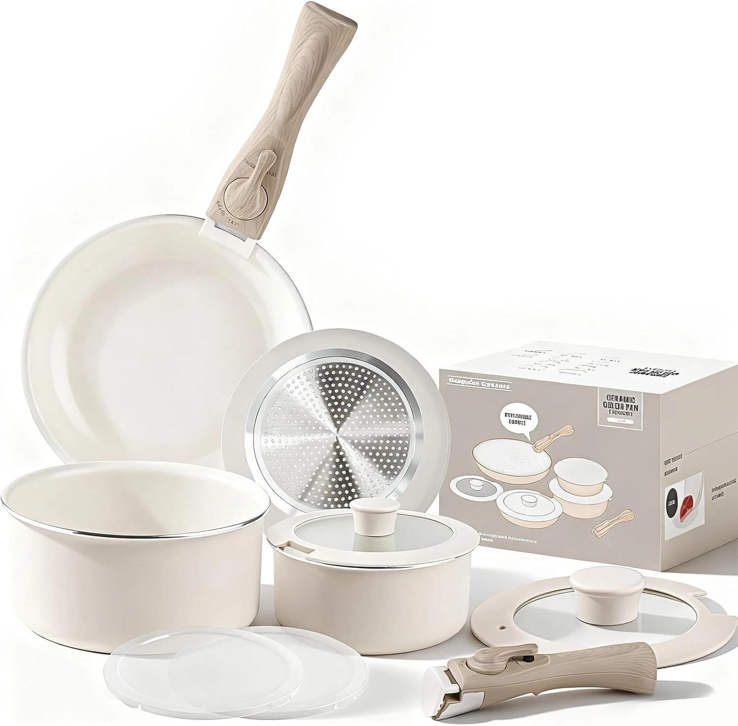 10-Piece Nonstick Ceramic Cookware Set, Safe & Dishwasher Friendly
Opens in a new window or tab