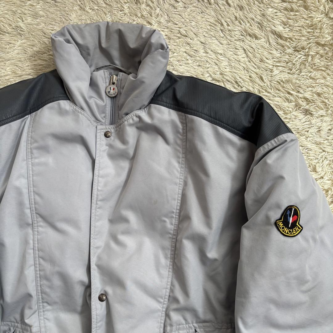 Vintage Moncler x ASICS Gray Down Jacket with Snap Collar from Japan