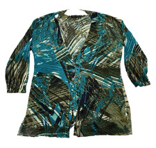 Nic Zoe Palm Cardigan Womens Lightweight Button Front Linen Blend Large Petite
