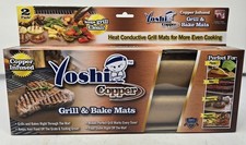 Yoshi Copper Grill & Bake Mats 2 Pack - Nonstick Reusable BBQ / Oven Set- NEW