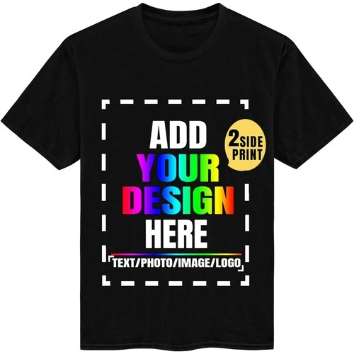 Personalized Custom T-Shirt Double Sided Print  Your Design Text Logo Photo Gift - product listing photo
