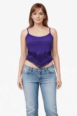 Damen Vintage lila Quaste Top New Look Perlen Trägertop 90er Stil Festival Party