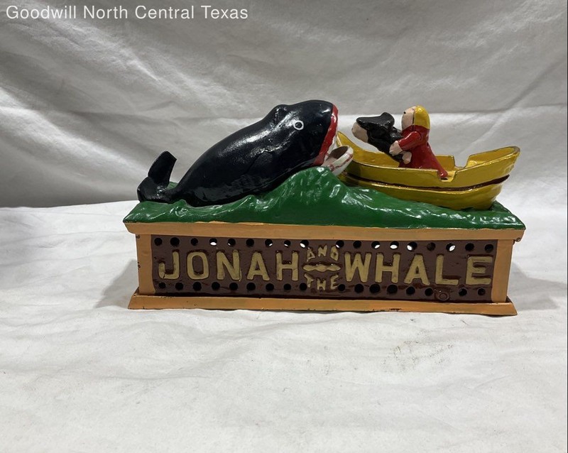 Vintage Cast Iron Mechanical Bank "Jonah And The Whale"