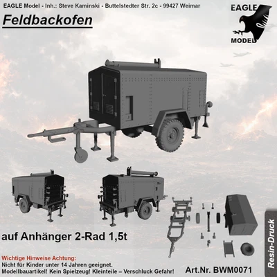 BUNDESWEHRMODELLE.DE Feldbackofen auf Anhänger 2-Rad 1,5 t
