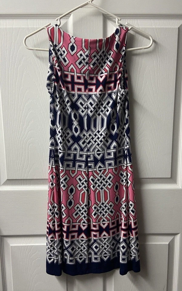 American Living Dress Womens Size 2 Pink Geometric Knit Stretch Pull On - Image 3 of 4