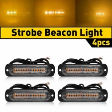 4X Amber 12LED Car Truck Emergency Beacon Warning Hazard Flash Strobe Light US