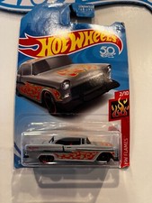 2018 HOT WHEELS GRAY '55 CHEVY 2/10 HW FLAMES 300/365 FJY58