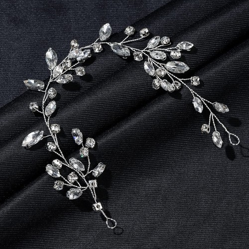 Bride Wedding Hair Vines Silver Crystal Bridal Headpiece for Women - Picture 5 of 7