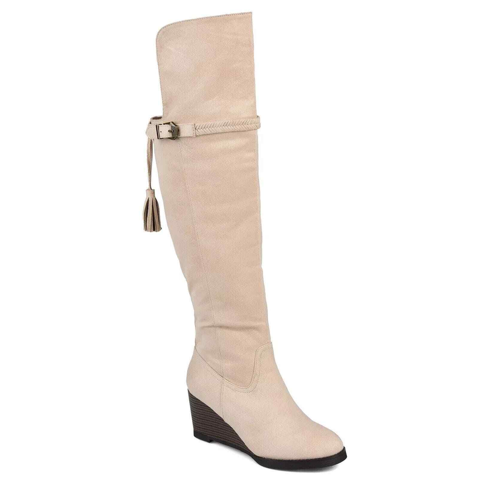 Journee Collection Wmn Wedge Heel Riding Boots Jezebel Size US 6 XWC