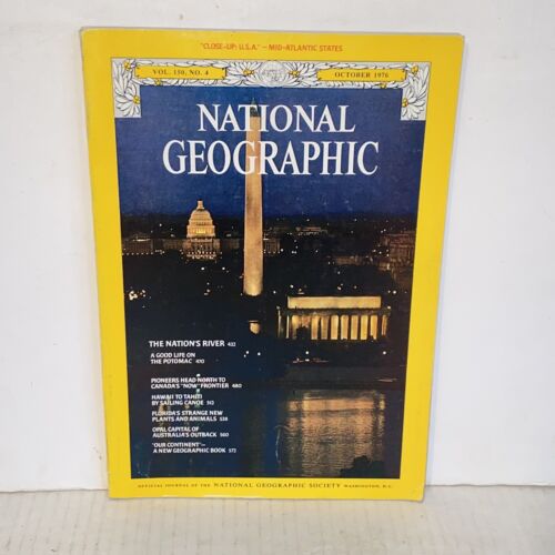 Vintage ottobre 1976 National Geographic Magazine Mid Atlantic States Potomac - Foto 1 di 12