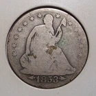 1853 Seated Liberty , Arrows and Rays , Silver Half Dollar , Good