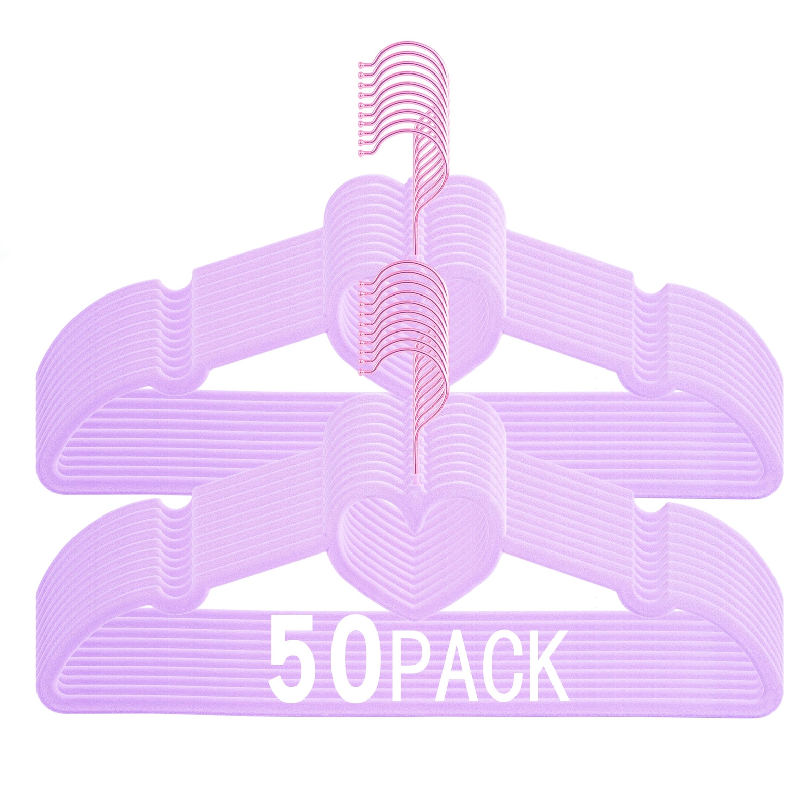Light Purple Velvet Hangers 50 Pack, Premium Clothes Hanger Non-Slip Felt Han...