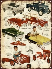 1956 Pedal Car Dragnet Air Force Jeep IH Farm Tractor Metal Sign 9x12" A555