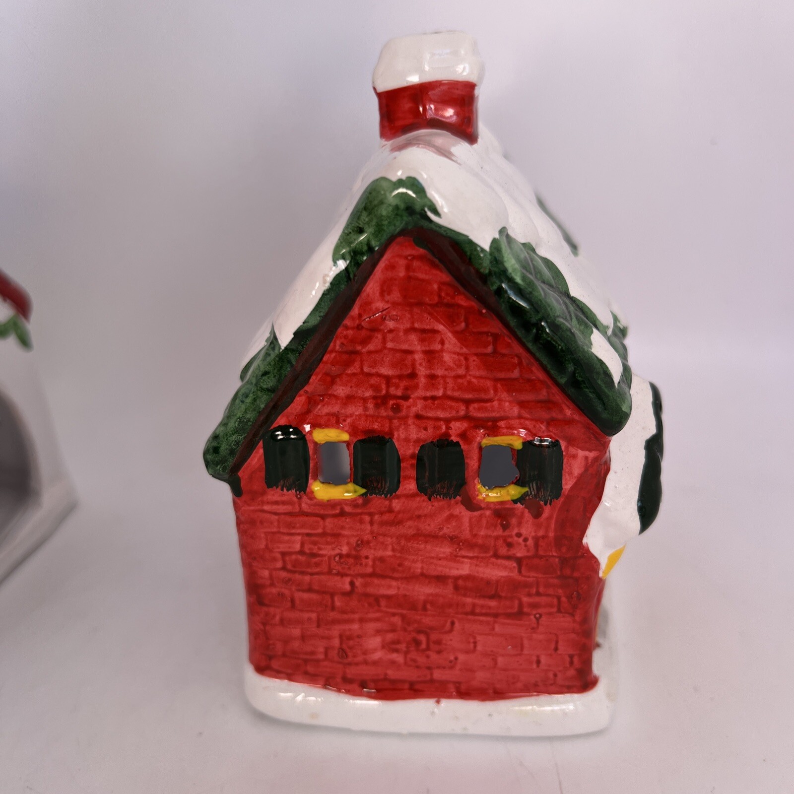 Vintage 2 JSNY Christmas Village House And Church/School Tea Light/Candle Holder