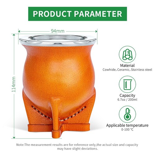 Keramikeinsatz Yerba Mate Tasse Argentina Kürbis mit Mate Bombilla Strohhalm Set - Bild 12 von 31