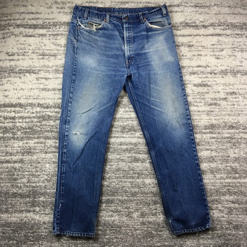 Levi's 505 Jeans Mens 40x32 Orange Tab Vintage Straight Blue USA Measure 36x32 - Picture 6 of 11