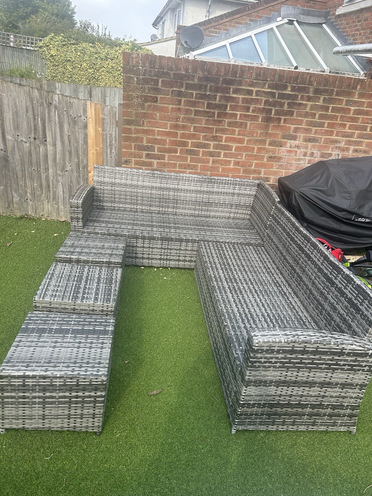 Rattan Corner Dining Set Outdoor Garden Furniture Grey eBay