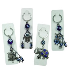 12 Evil Eye Keychains Owl Hamsa Elephant Turtle Good Luck Bag Charm Lot