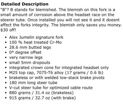Bmx Saint Martin AJ-fork 0offset FORK Alex Jumelin no brakes