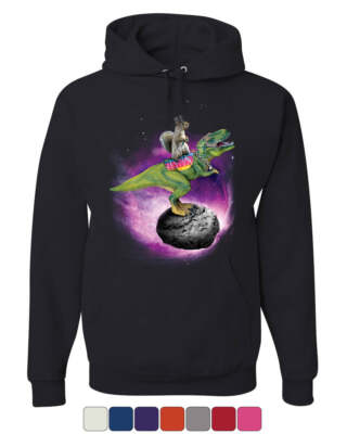 Squirrel Riding T-Rex Riding Asteroid Hoodie Funny Space Weird Sweatshirt