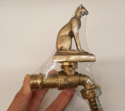 #ad Brass Garden Tap Faucet Egypt Cat Spigot Handle Vintage Water Home Decor Outdoor $64.99