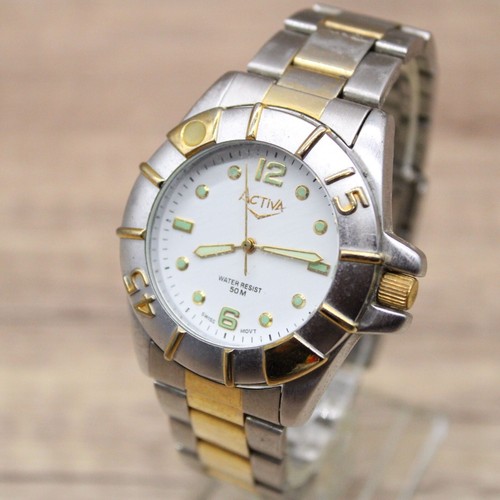 Activa Watch Mens Silver Tone Stainless Steel Classic White Date Dial Quartz - Picture 3 of 8