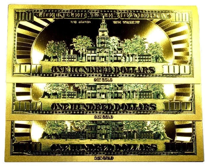 LOT 3 X $100 BILL UNITED STATES 24K GOLD BANKNOTES - Image 3 of 4