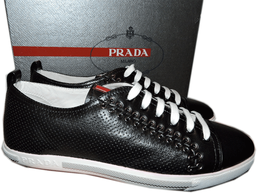 black perforated sneakers