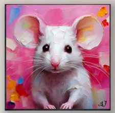 ORIGINAL Oil PAINTING on Canvas Mouse Textured Art 8x8 in  Impasto Custom Order