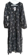 Revolve ASTR The Label NWT Black Floral Gardenia Peasant Maxi Dress Size XS