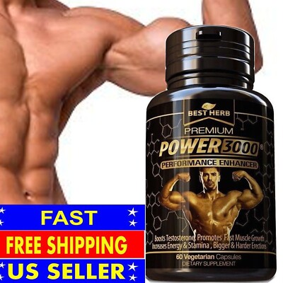 POWER 3000 MALE PERFORMANCE ENHANCER TESTOSTERONE BOOSTER MUSCLE GROWTH 60 CAPS 